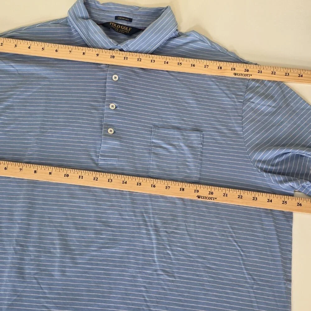Polo Golf Ralph Lauren Stretch Lisle Polo Shirt Men Size XL Blue Pink Stripes SS